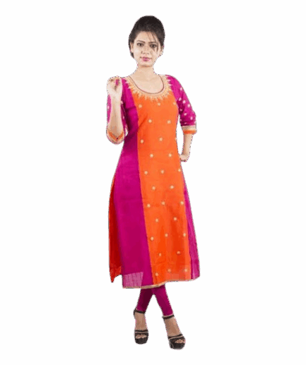 Vibrant Pink & Orange Straight Kurta Set