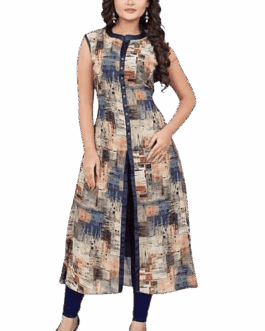 Women’s Printed Sleeveless Front-Slit Kurti