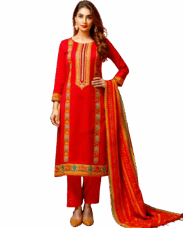Women’s Red Printed Pashmina Salwar Suit