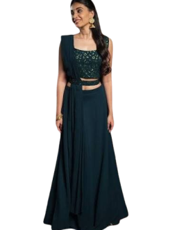 Contemporary Ready-to-Wear Saree-Style Skirt Set