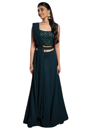 Contemporary Ready-to-Wear Saree-Style Skirt Set