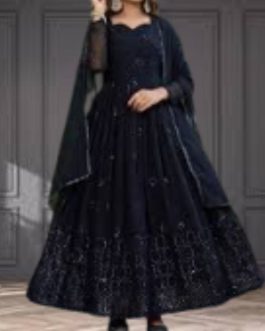 Embroidered Gown Dress with Full Sleeves For Women