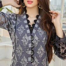 Pure Cotton Navy Blue Floral Maxi Dress with Full Sleeves