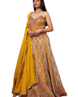 Designer Strappy Ethnic Gown with Heavy Dupatta