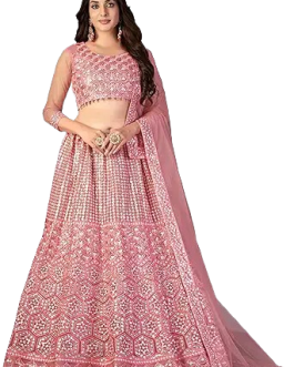 Designer Baby Pink Heavy Embroidered Lehenga Choli with Dupatta