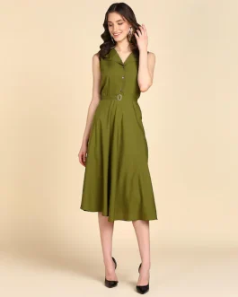 Code By Lifestyle Olive Regular Fit Dress
